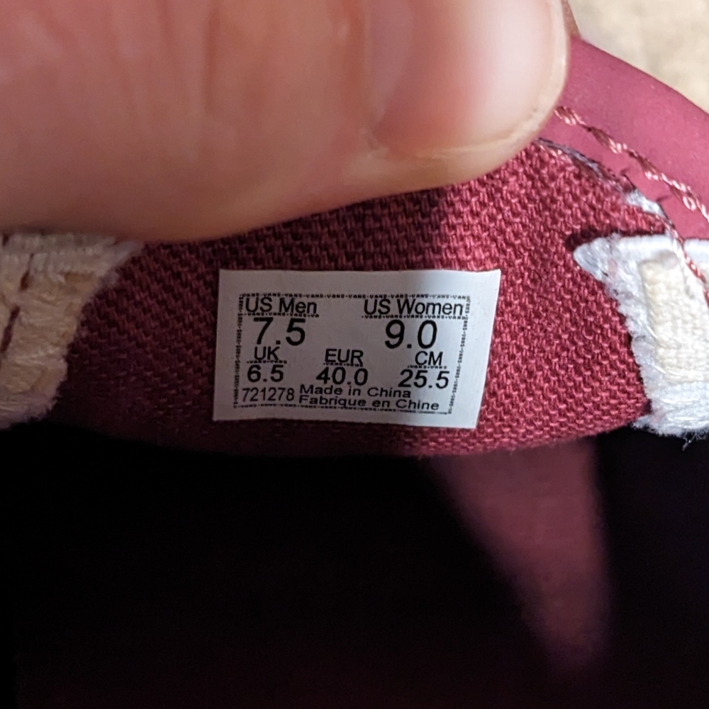 Vans Custom Slip On Maroon Patterned Suede W9 M7.5 - image 2